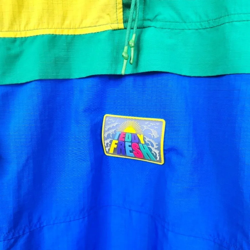 RARE Teddy Fresh 1/2 Zip Long Sleeve Colorblock Windbreaker Pullover Jacket M